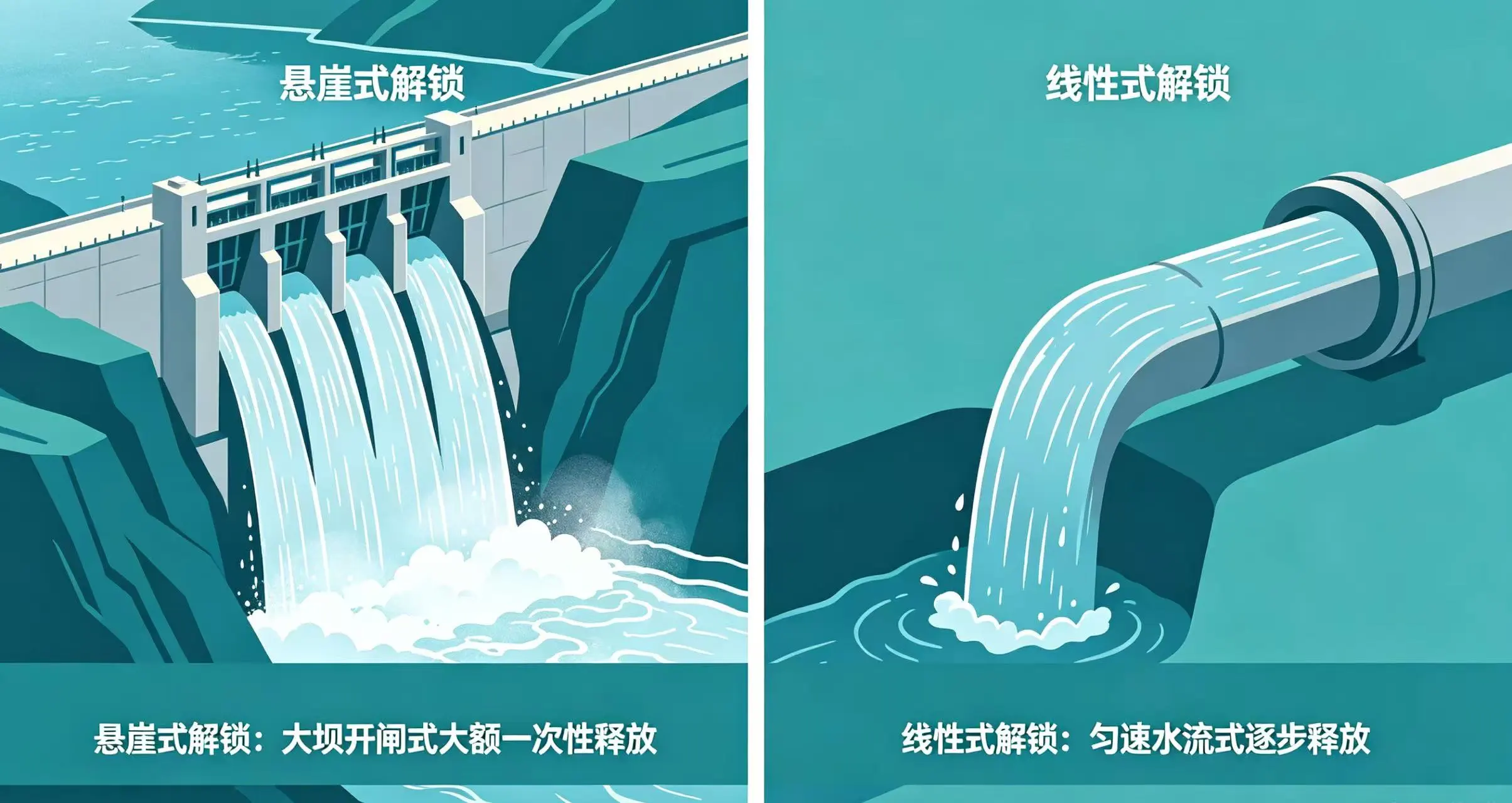 悬崖式解锁与线性式解锁差异示意图