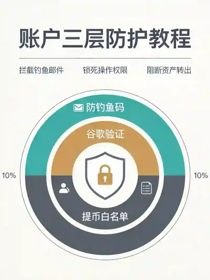 账户三层防护教程：防钓鱼码+谷歌验证+提币白名单完整设置，阻断盗币风险