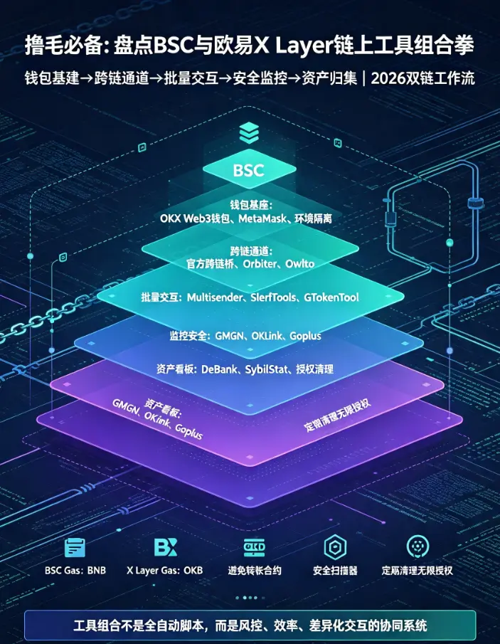 撸毛必备：盘点与比安智能链(BSC)和欧亿X Layer（原X1）深度绑定的链上工具组合拳